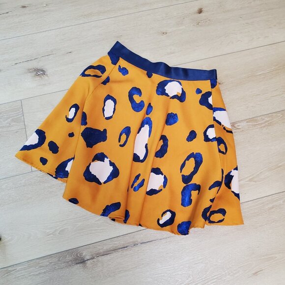 3.1 Phillip Lim Target Leopard Print Skirt Orange Blue Size 8 NWOT Flirty Mini - Picture 10 of 14